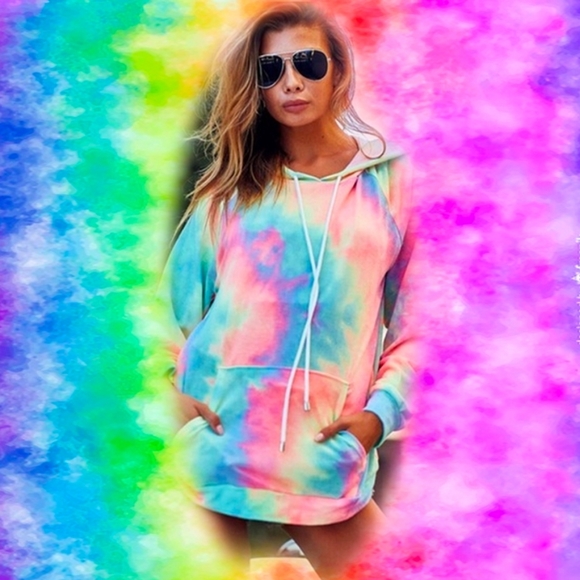 Vibrant Tie Dye Neon Summer Hoodie HOST PICK - Picture 7 of 11